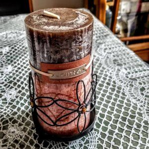 Jante Pilar Candle with Black Wire Floral Candle Holder